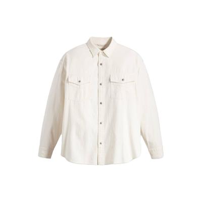 Levis FW23 Серия SilverTab Однотонная рубашка с карманом на пуговицах и длинным рукавом Мужские рубашки Молочно-белый A5767-0000