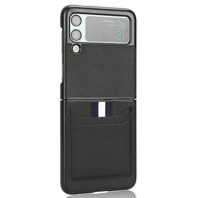 Тонкий кожаный чехол для телефона без отпечатков пальцев для Samsung Galaxy Z Flip 4 5g Flip3 Flip4 Flip 3 Zflip4 с карманом для карт, матовые чехлы