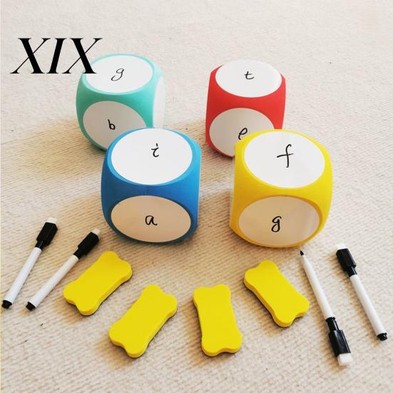 Giant Erasable Dice EVA Foam Game Cube Large Dry Erase Block Writable Playing Prop Kids Educational Toy