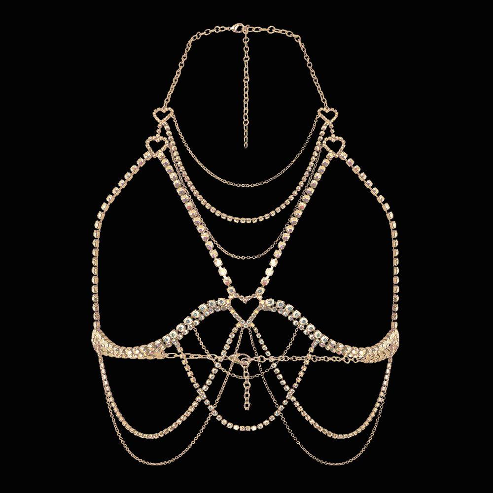 2022 New Fashion Inlaid Full Zircon Body Chain Female Sexy Special Full Rhinestone Body Chain Bra Jewelry