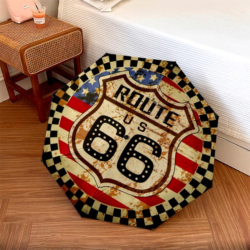 1 шт. Зонт Route 66 Портативный складной зонт Железный каркас Структура с отверстиями для спиц Уличный домашний зонт A4
