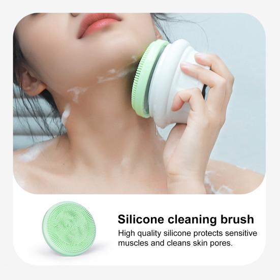 Electric Bath Brush with 5 Brush Heads Waterproof Rechargeable Long Handle Design 3-Speed Rotation Shower Massage Brush