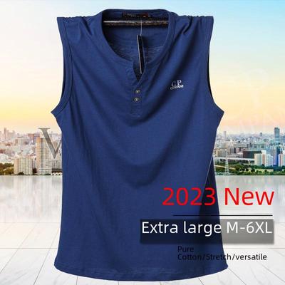 8XL Мужской дышащий хлопковый спортивный жилет, футболка без рукавов с вырезом на плече