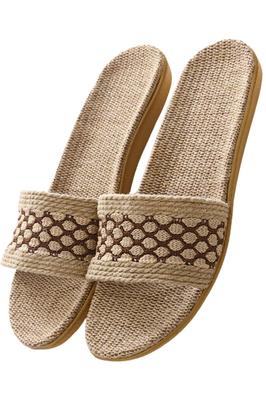 Комнатные льняные сандалии для мужчин и женщин [L.] Обувь, Тапочки, Комфорт,