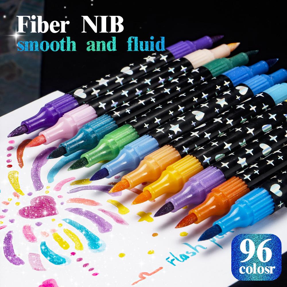 Dual-Headed Glitter Acrylic Marker Pen - Opaque, Double-Color, Superimposable