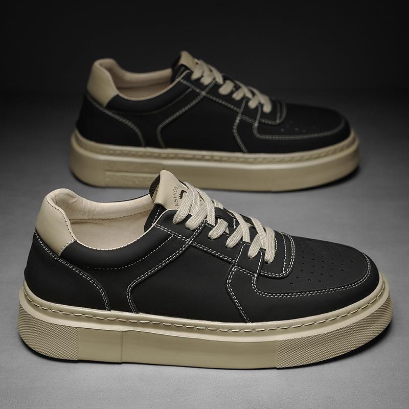 Men's shoes youth sports versatile casual shoes leather platform white shoes trendy shoes