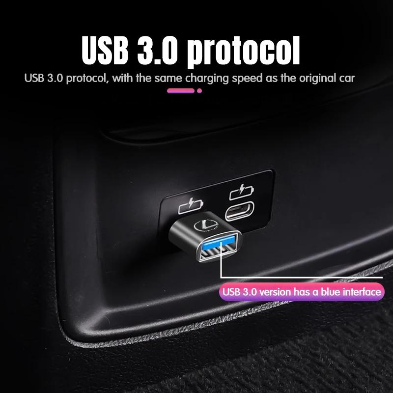 2026 Hot Interior Stickers Car Type-C To USB 3.0 Interface Mini Converter Charging Adapter For Lexus F SPORT ES RX NX LS UX LM L