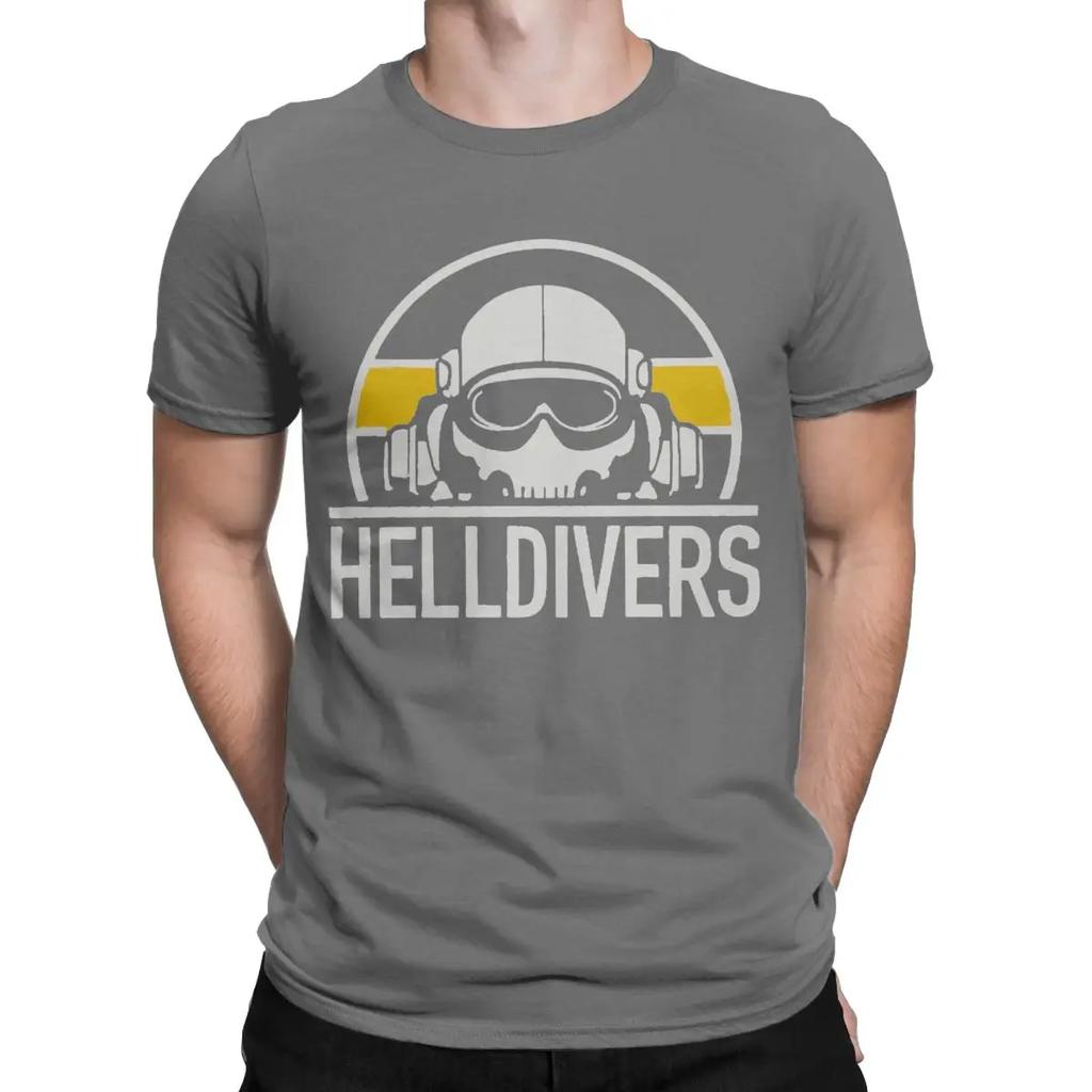 Helldivers Dive Harder Game Men T Shirt Leisure Tees Short Sleeve Round Neck T-Shirt Pure Cotton Gift Idea Clothes