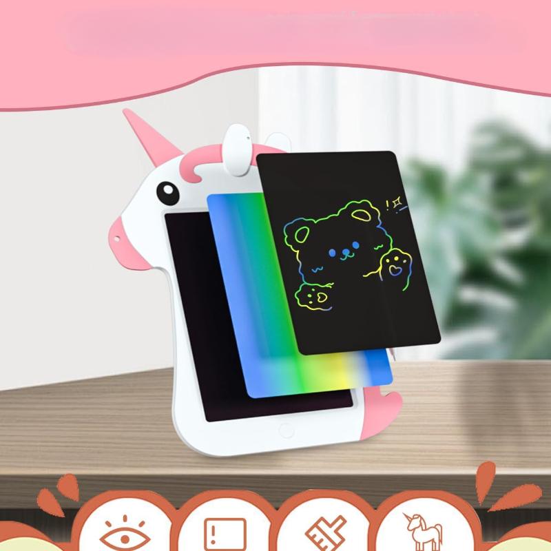 PS·baby 8,5-дюймовая детская ЖК-доска для рисования, доска для рисования с рисунком единорога, обучающая игрушка, подходит для детей от 3 до 7 лет, подарок на день рождения на Пасху