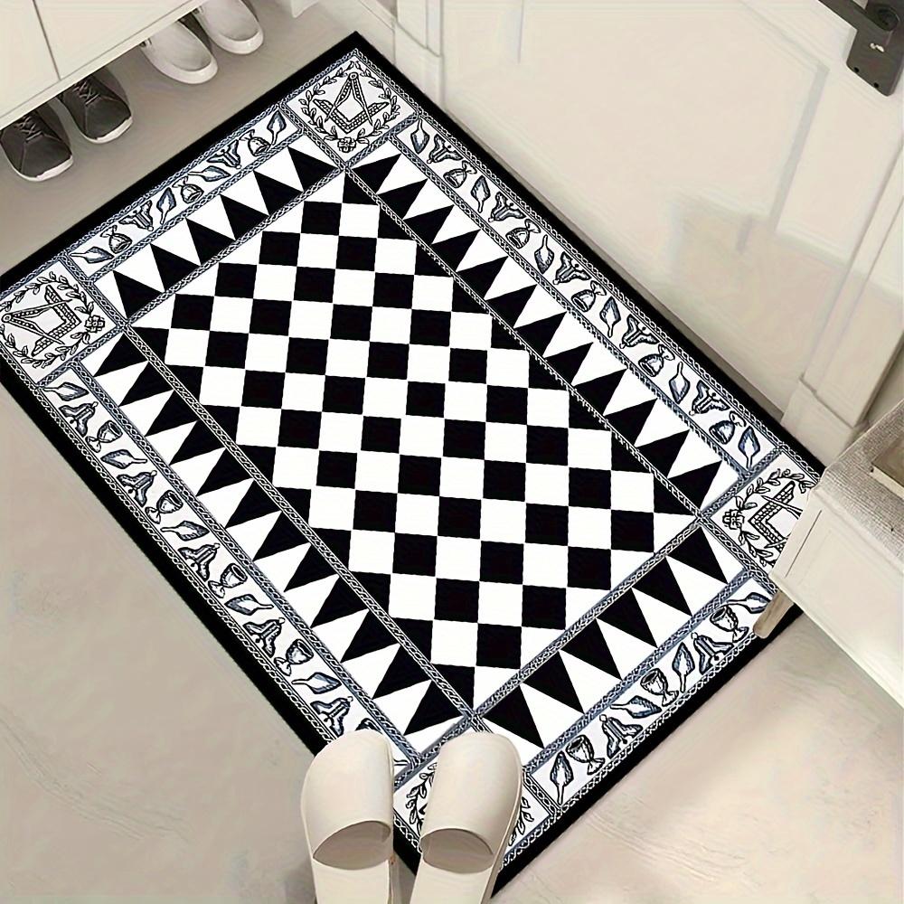 Illuminati Black and White Pattern Carpet, Non-Slip Area Rug for Living Room, Bedroom, Outdoor Camping - 1pc