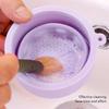 Portable Folding Makeup Brush Cleaner Cup Purple Silicone Scrubber Pad  Sponge and puff cleaning