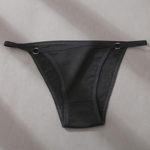 FINETOO 1pcs Women's Cotton Panties Underwear Metal Buckle Briefs M-2XL Female Underpant Low Waist Woman Sexy Panty Lingerie