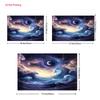 2D Fantasy Ocean Wave Backdrop Purple Starry Sky Moon Photo Background
