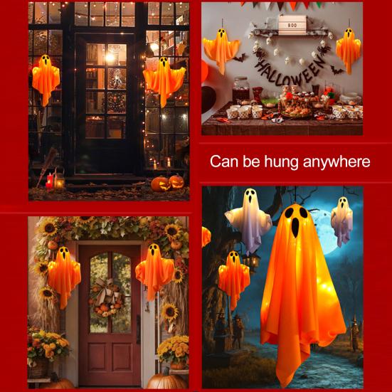 3 шт. Подвесные призраки на Хэллоуин 19,6" Светодиодная подсветка Уличный Летающий Белый Призрак для Патио на Переднем Дворе Газона Сада Декор для Вечеринки