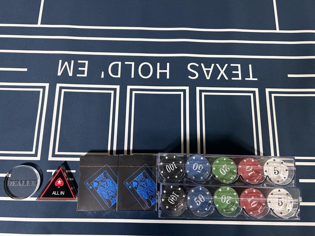 Для игры в покер полный 180 см x 90 коврик для покера 100 фишек x 2 комплекта по 54 штуки водонепроницаемый пластиковый игровой дилер кнопка ALL IN кейс для хранения покер казино набор белый