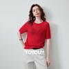 CHUYU Топ из трикотажа лиоцелл, короткий рукав, круглый вырез, с вырезами