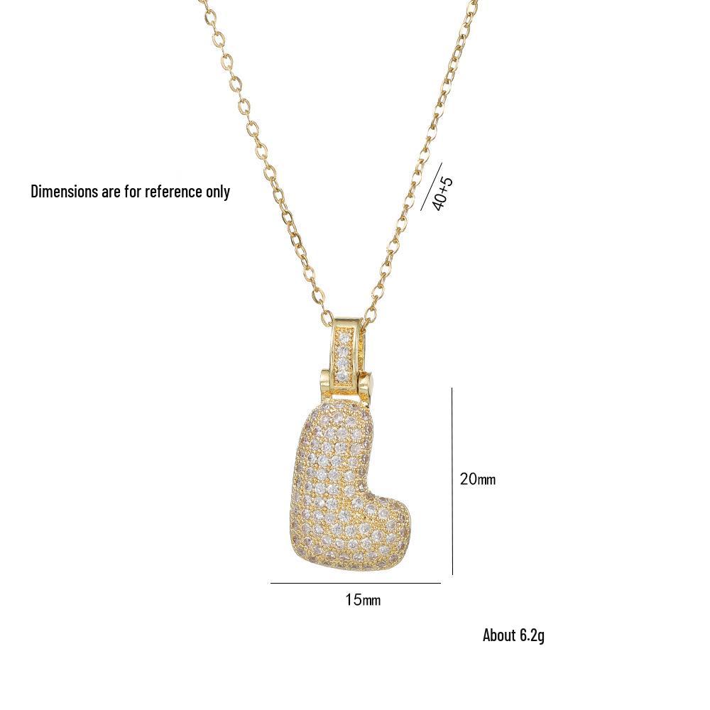 Женское ожерелье в европейском и американском стиле из меди и циркония с инициалом - Модная ключичная цепочка