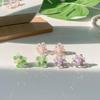 Женские Серьги Цветок Зеленый Фиолетовый Розовый