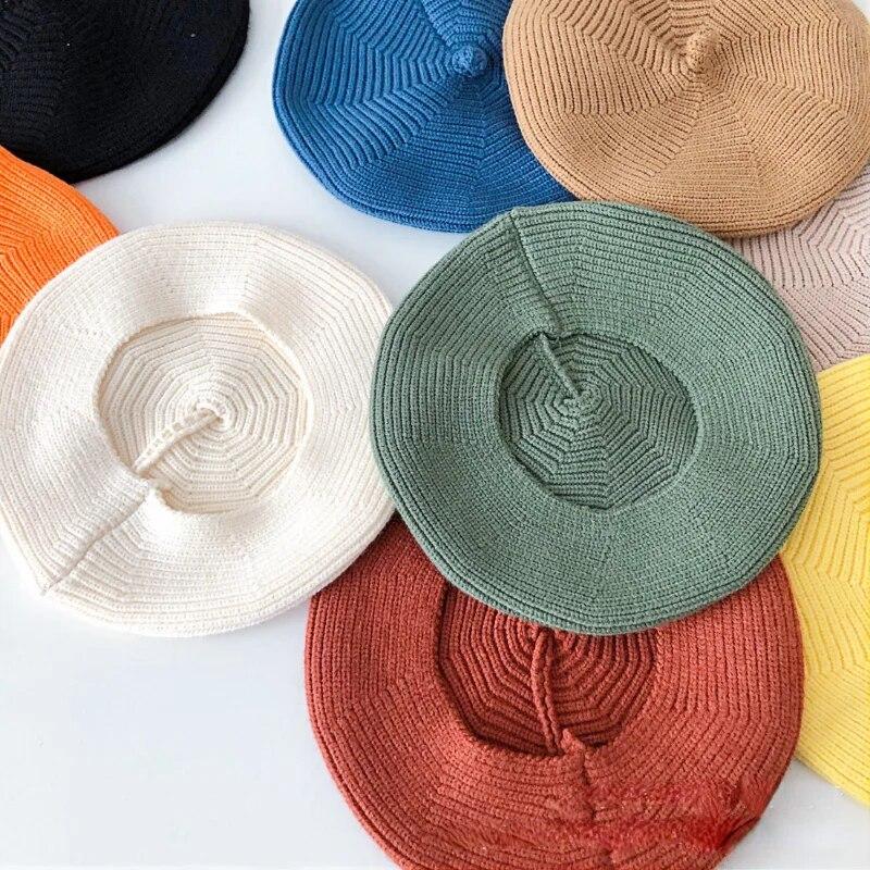 Красочные детские береты, вязаные шерстяные шапки для детей, модные детские шапочки, шапки для мальчиков и девочек, реквизит для фотосъемки, шляпа, сплошной цвет