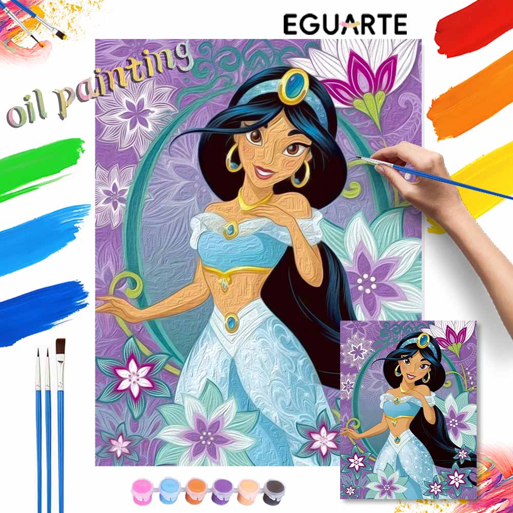 Disney oil painting Jasmine handmade diy art painting home decoration