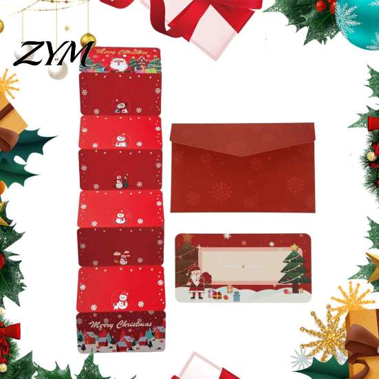 Decorative Cardboard Holder Christmas Cash Gift Envelopes, 6 Slots Foldable Money Holder, DIY Holiday Greeting Card Booklet for Xmas Parties,