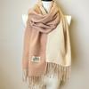 Double-sided Two Colors Scarf Simple Basic Imitation Cashmere Tassel Shawl Autumn Winter Unisex Coldproof Neck Guard Scarf