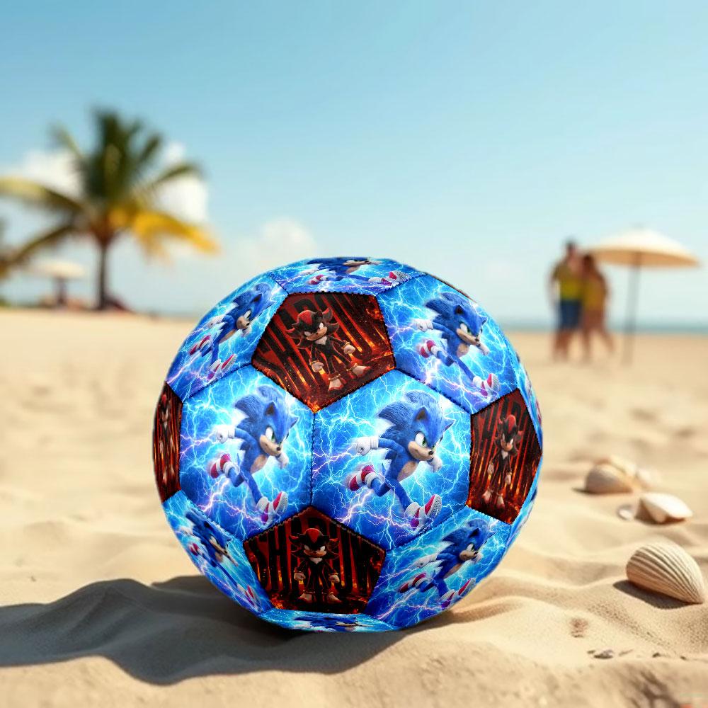 1pc Sonic the Hedgehog Soccer Ball Size 5 Indoor Soccer Ball Fashion Colorful Backyard Game - Great For Sports Fans Gift HE43
