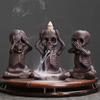 Halloween Skeleton Backflow Incense Burner Spooky No See No Speak Mo Hear Sitting Skeleton Incense
