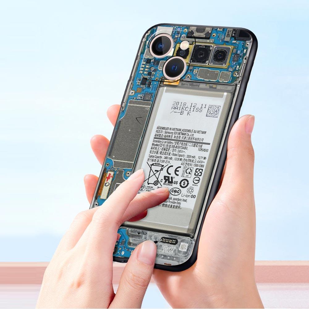 Чехол-накладка с рисунком печатной платы для iPhone 17 16 15 14 13 12 11 Pro Max 17 Air Plus Ударопрочный Мягкий ТПУ Чехол Fundas