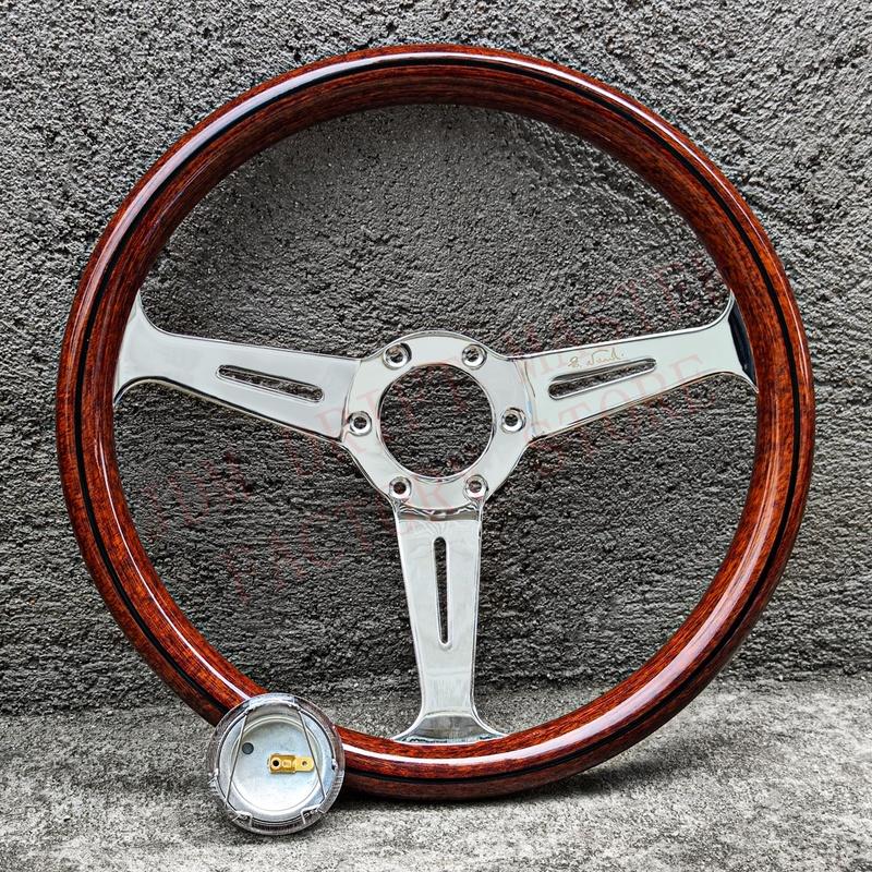 14Inch 358mm Classic Wooden Steering Wheel Universal Racing Sport Steering Wheel 74mm PCD