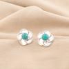 Natural Blue Turquoise Stud Post Anniversary Gift Earrings 925 Sterling Silver EE-157-26