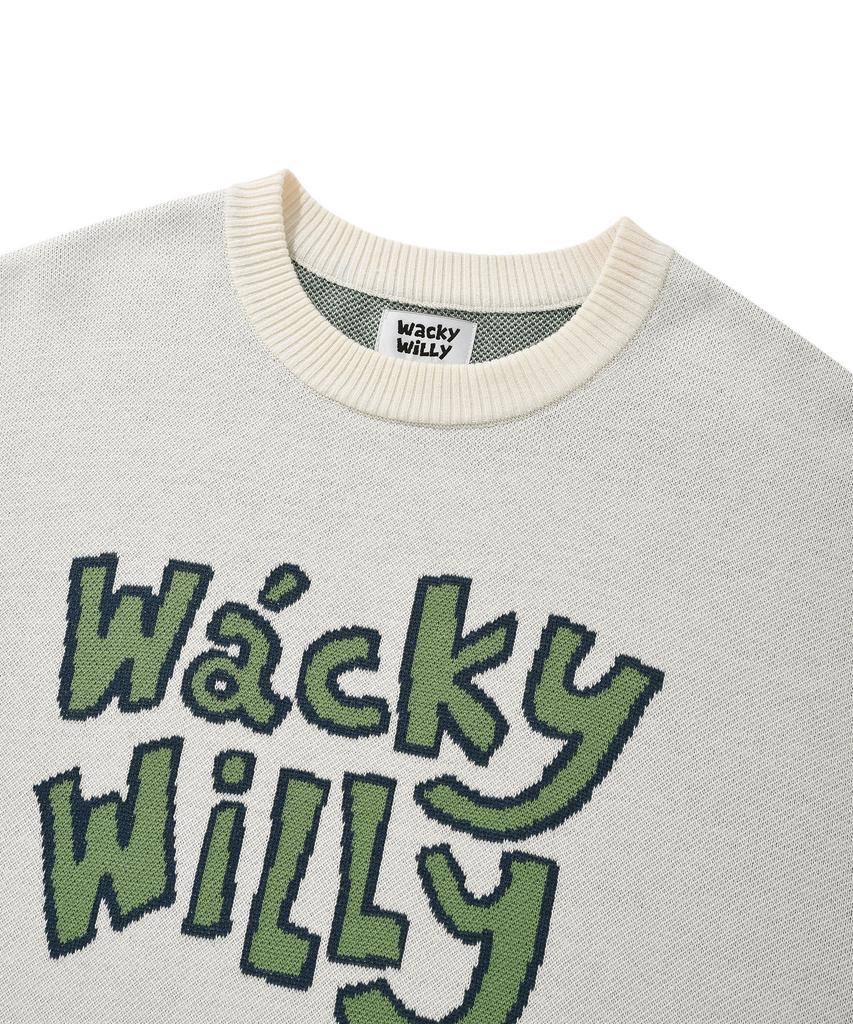WACKY WILLY Typographic Jacquard Knit Cream