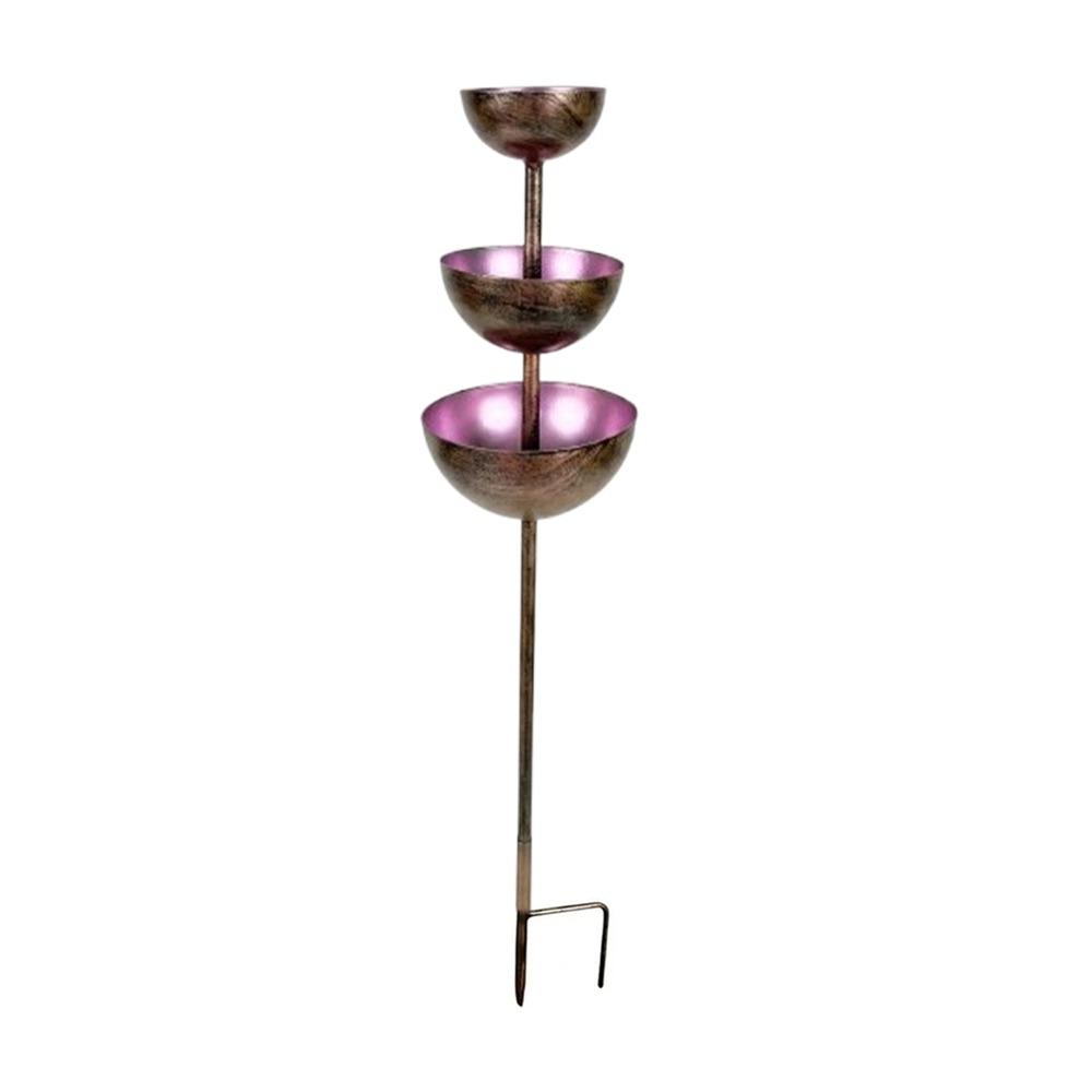 Three-layer Bowl Garden Rain Catcher Handmade Bird Feeding Station Birdbath Stand Lawn Decor