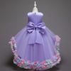 Kids Toddler Girl Dress Sleeveless Bow Knot 3D Flower Princess Dresses Children Tutu Girls Trailing Ball Gown