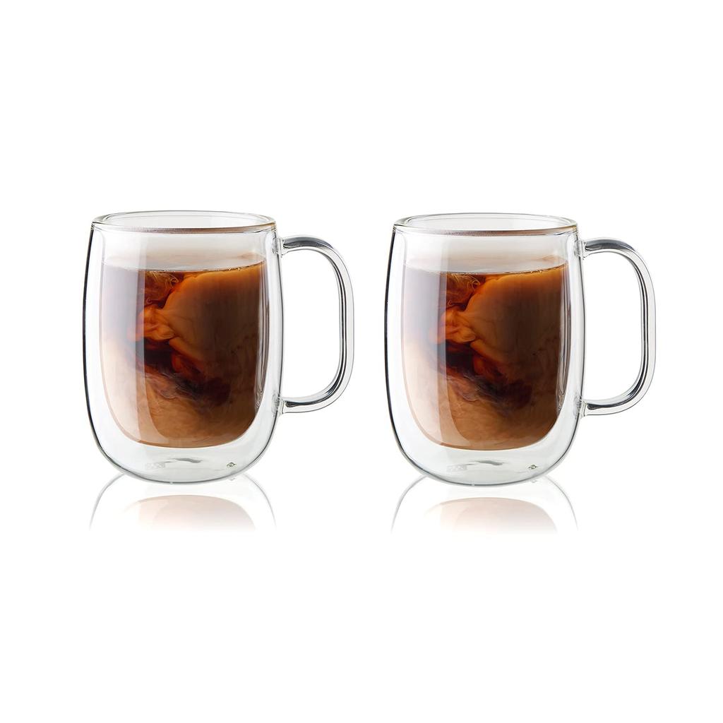 Glass Coffee Mug ZWILLING Double Wall Insulated 350ml Set of 2 Transparent