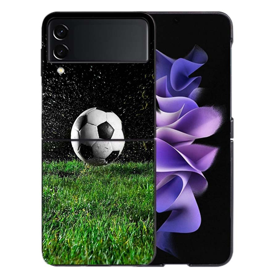 Football Soccer Ball Design For Samsung Galaxy Z Flip 5 4 3 Case Shockproof Hard Cover Phone Z Flip 6 7 5G Z Flip 5 4 5G TPU P