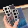 Для Samsung Galaxy S24 S25 Plus Edge Ultra Чехол Покрытие Узор из Углеродного Волокна Магнитная Защита Объектива Камеры Мягкий ТПУ Чехол