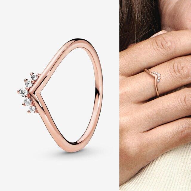 Кольцо из стерлингового серебра 925 пробы, розовое золото, дуговое кольцо для женщин, подарок на свадьбу, модные украшения