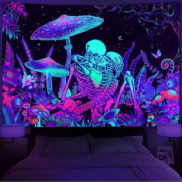 Гобелен Blacklight Galaxy Trippy Planet УФ-реактивный водопад Пейзаж Стена Забавные гобелены Таинственный гриб Богемия Tapiz