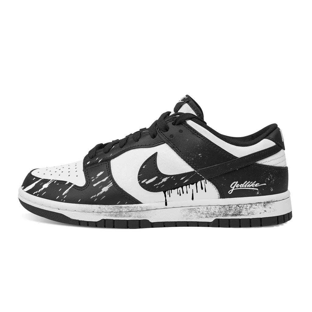 Nike Dunk Unrestrained Graffiti Abrasion Resistant Low top Skateboard Shoes Unisex Black White DD1391-100(Team529-)