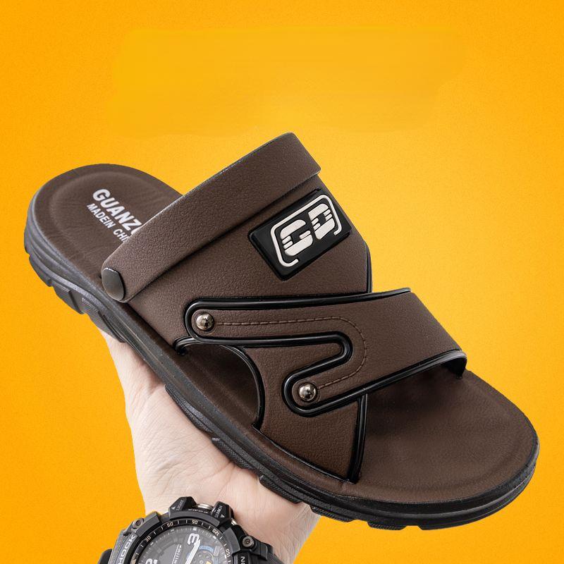 Men's Sandals New Leather Thick Sole Beach Summer Outdoor Wear Waterproof No-Slip Slippers