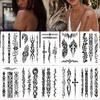 10 листов черно-белых наклеек для татуировки племени для рук, тела, временные поддельные водонепроницаемые наклейки для татуировки своими руками, креативные подарки