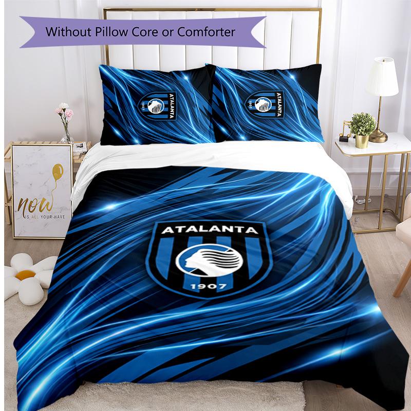 Atalanta FC Printed 3PCS Bedding Set Breathable Duvet Cover with Pillowcases Decorative Bed Linen for Bedroom Home