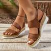 Летняя женская обувь 2024 года Модные женские сандалии с открытым носком и цветными блоками Большой размер Клиновидная подошва Ремешок Ремешок Женские римские сандалии
