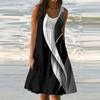 Women's Summer Fashion Sleeveless Printed Loose Splicing Casual Beach Dress