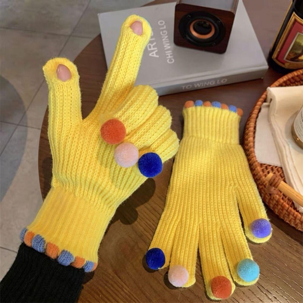 Cycling Winter Cold Proof Knitted Gloves Warm Touchscreen Full Finger Gloves Outdoor