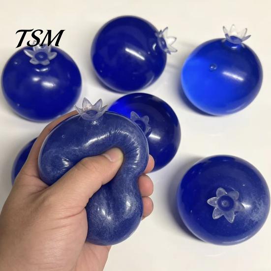 Calming Toy For Adults Blueberry Stress Ball, Soft TPR Fidget Squeeze with Decorative Reliever Smooth Fluid, High Elastic Decompression for