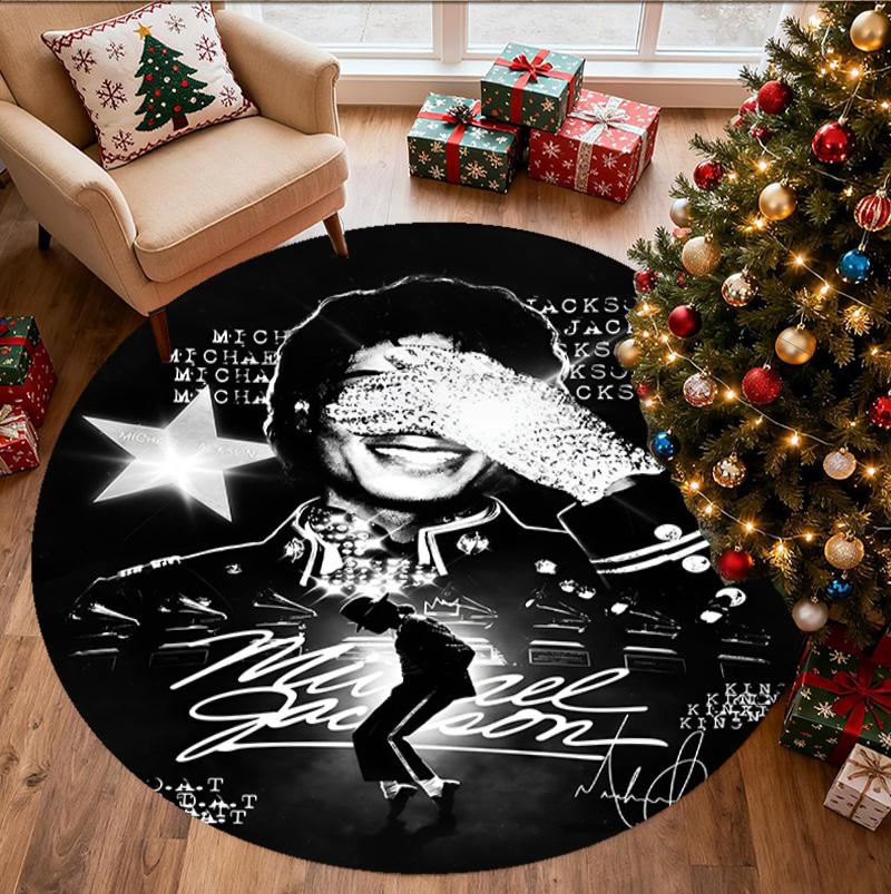 Michael Jackson Pattern Round Rug, Indoor/Outdoor Mat, for Picnic, Gameroom, Bedroom, Office, Living Room, Home Decor Carpet, Birthday Gift