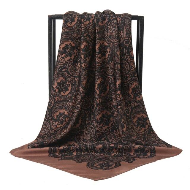 2021 Design Brand Women Square Silk Scarf Chain Print Head Scarfs Female Satin Hijab Scarves Shawl Wrap Lady Headband Foulard