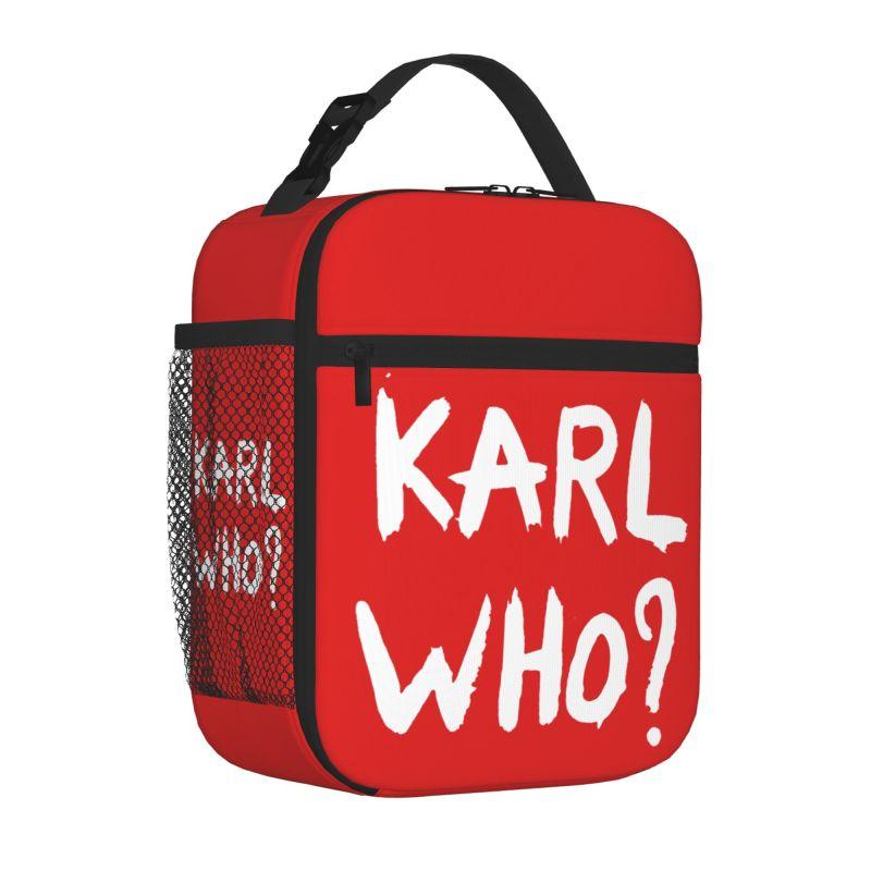 Karl Who Slogan Print Lunch Bag Portable Insulated Meal Bags Reusable Thermal Oxford Bento Tote for School Travel Picnic Beach